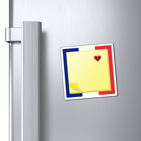 Sticky Note Heart Refrigerator Magnet - France