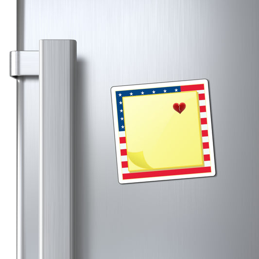 Sticky Note Heart Refrigerator Magnet - United States