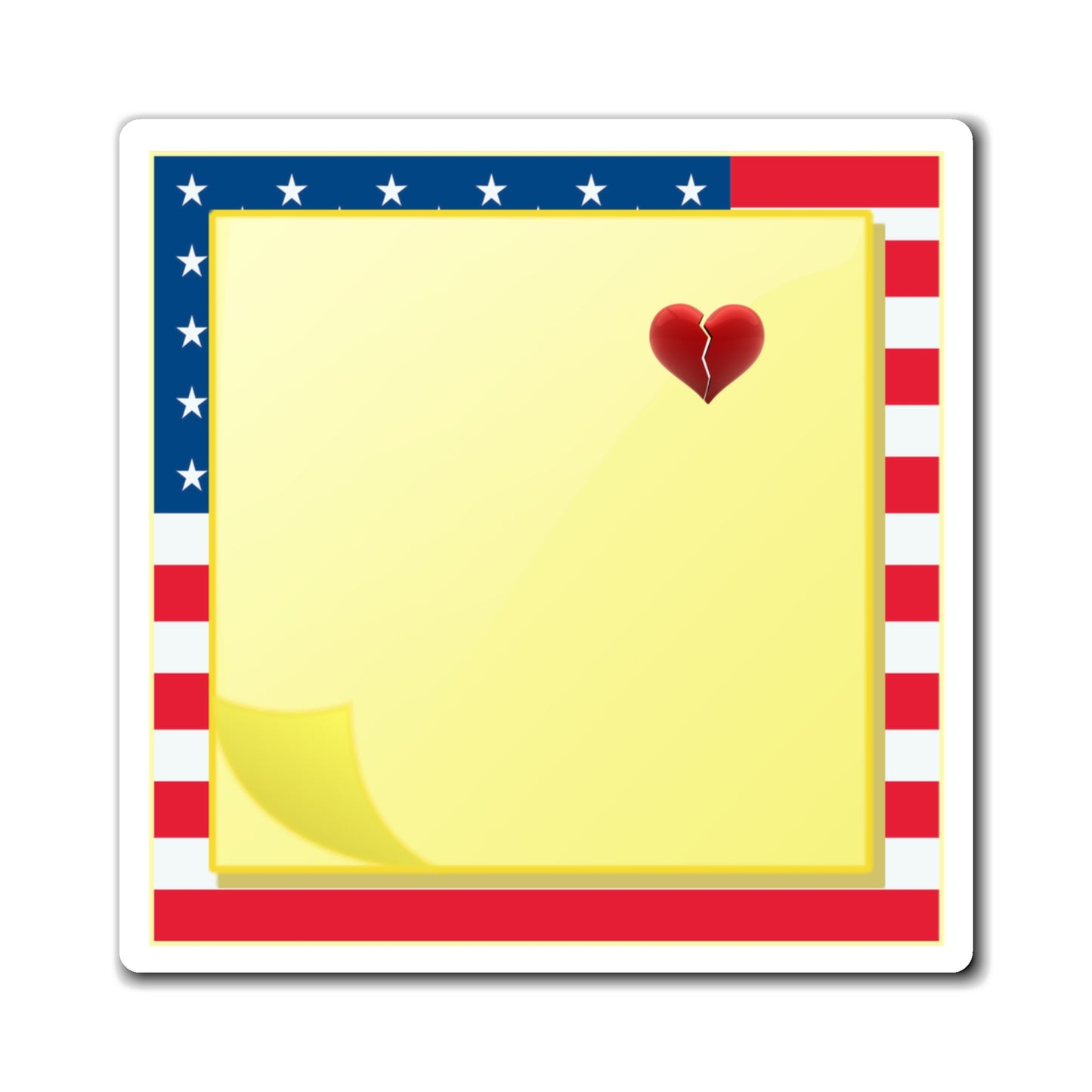 Sticky Note Heart Refrigerator Magnet - United States