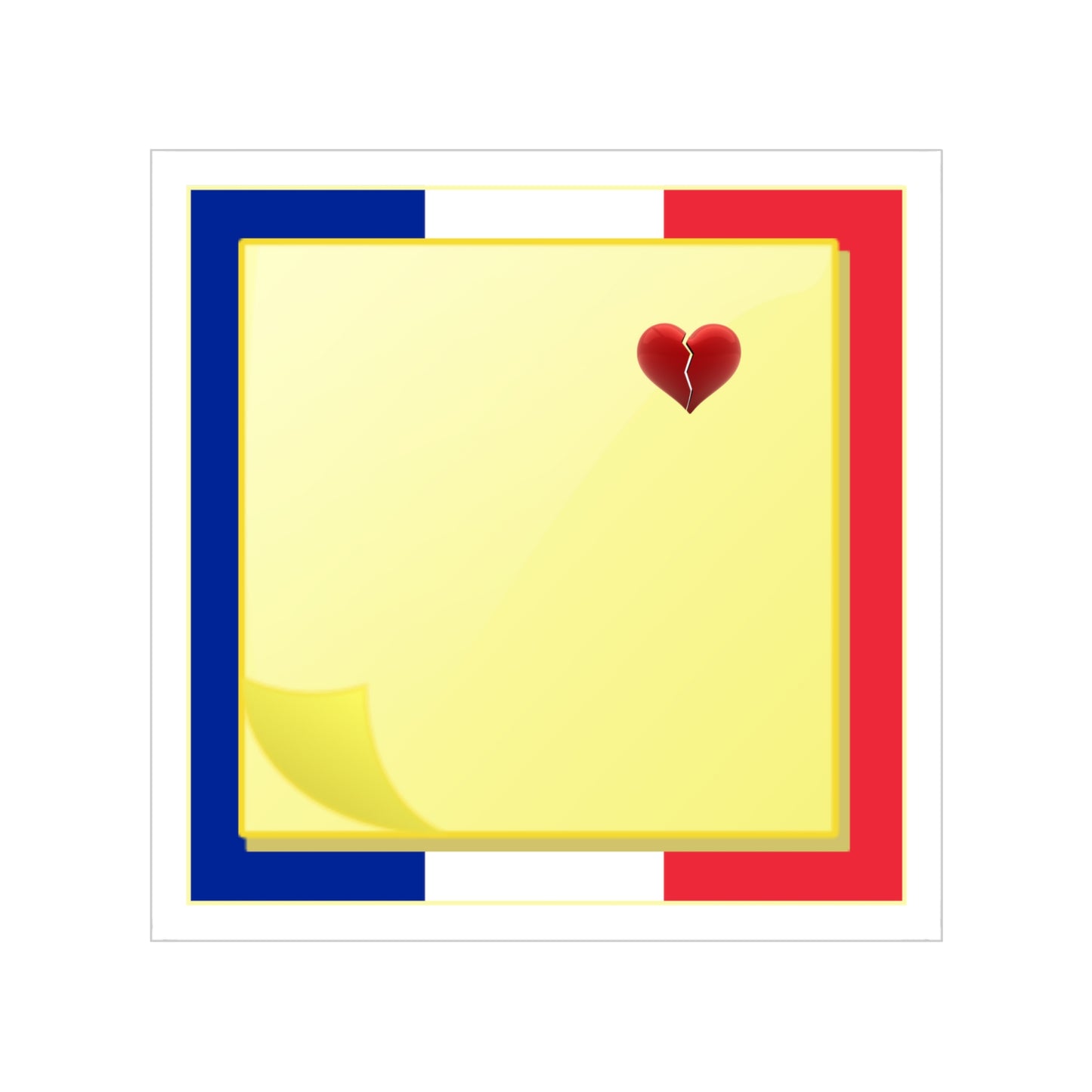 Sticky Note Heart Transparent Outdoor Sticker - France