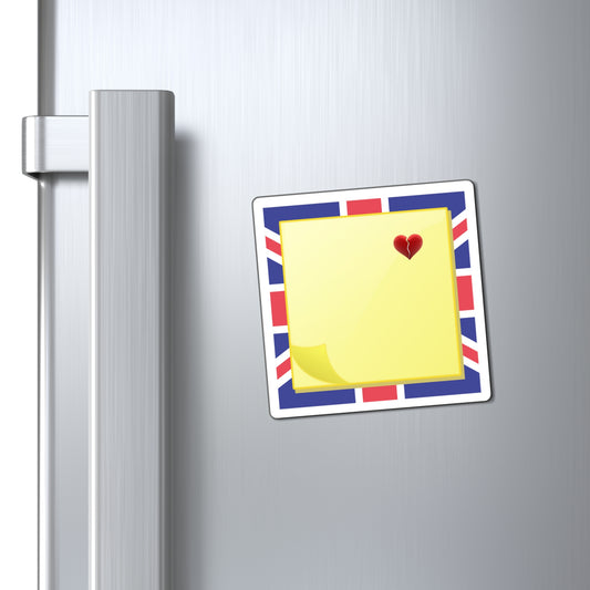 Sticky Note Heart Refrigerator Magnet - United Kingdom
