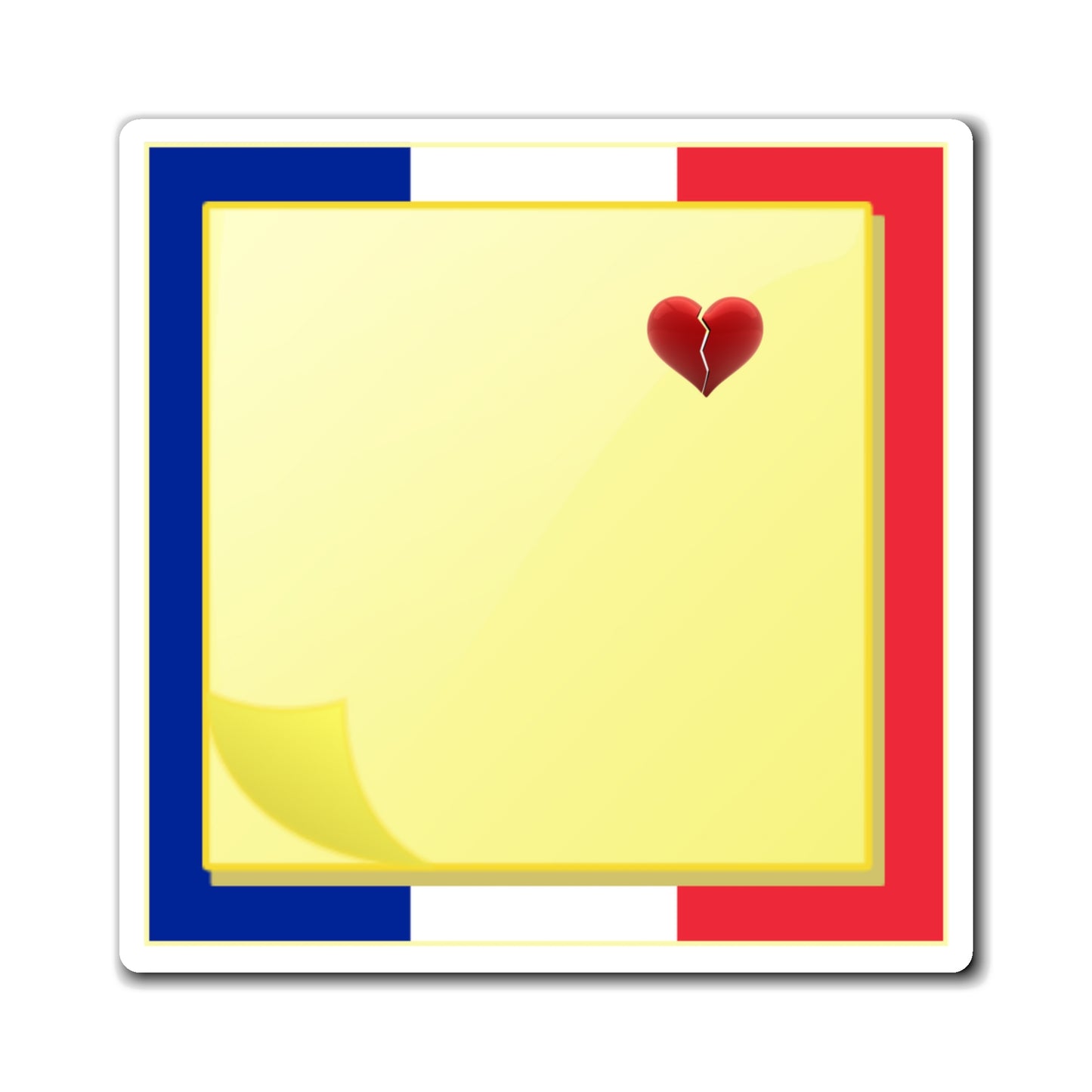 Sticky Note Heart Refrigerator Magnet - France