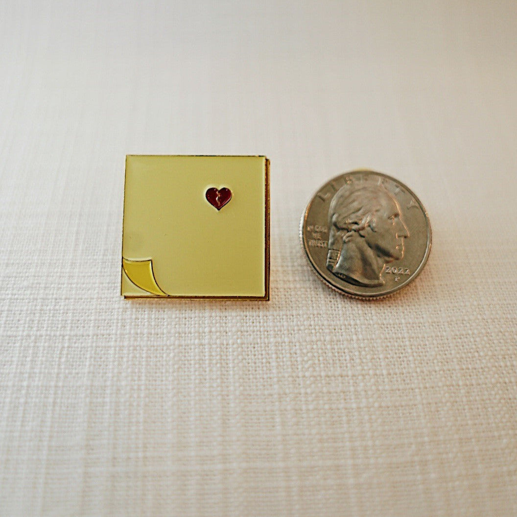 Sticky Note Heart Pin