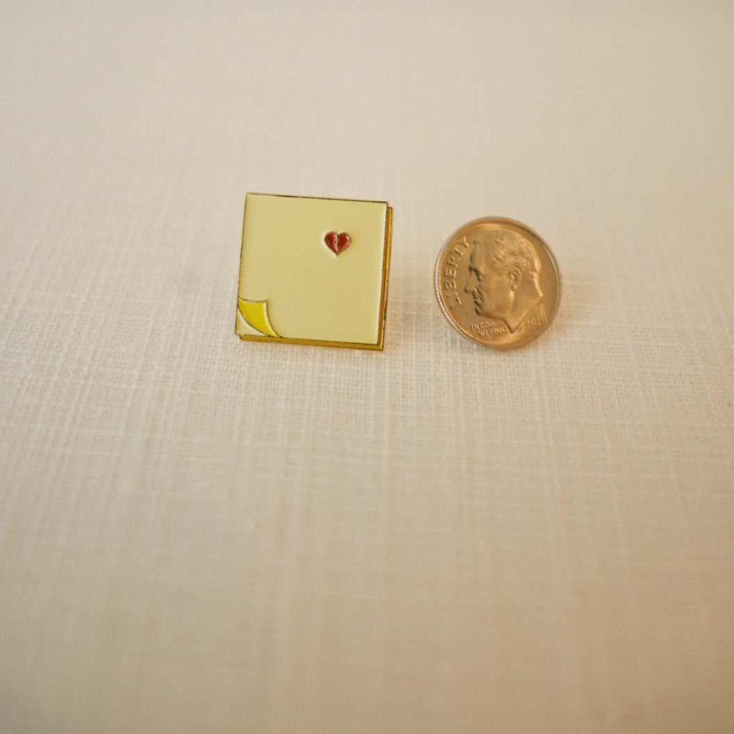 Sticky Note Heart Pin