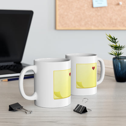 Sticky Note Heart Ceramic Mug